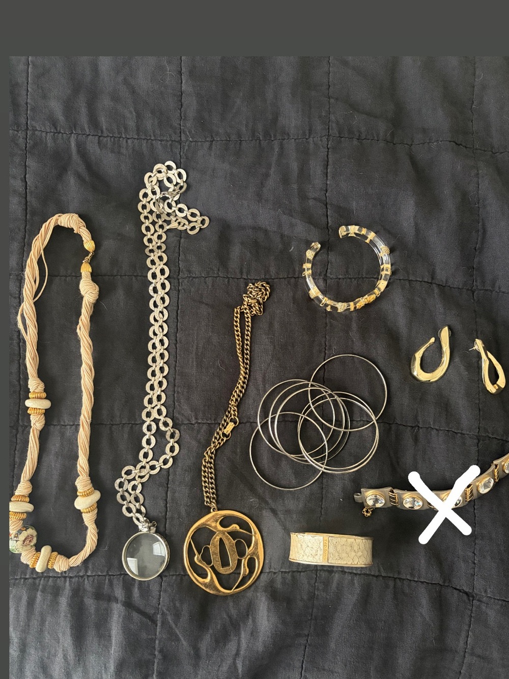 Vintage Costume Jewelry Bundle – 3 Bracelets, Earrings + 3 Statement Necklaces